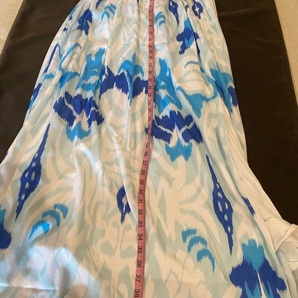 NWT Sheridan French Stacey Maxi Dress Tulip Ikat Beaded Metallic Blue Medium - Picture 9 of 16